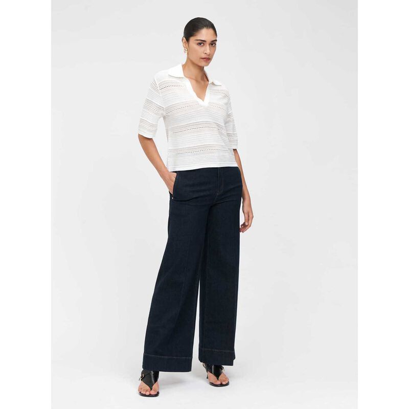Veronika Maine Pointelle Polo Knit Shirt image number 3